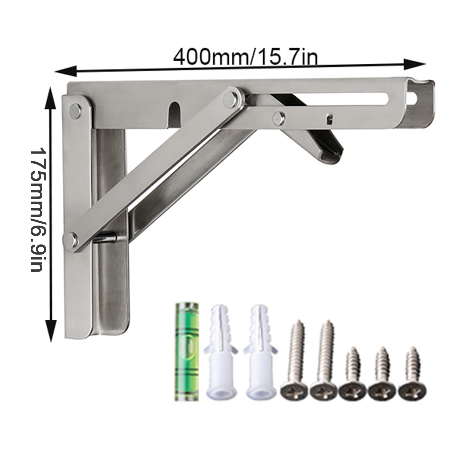 x2 Staffe per mensole Metallo,Supporti per Mensole Pieghevoli a Parete,Staffe multifunzionali Fai-da-Te,Reggimensola Pieghevoli Pesanti,Accessori Completi,400 * 175mm