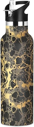 Camouflage Gold Leakproof and BPA Free Reusable Water Bottle with Straw Lid Double-Wall Vacuum Insulation for Gym Sports