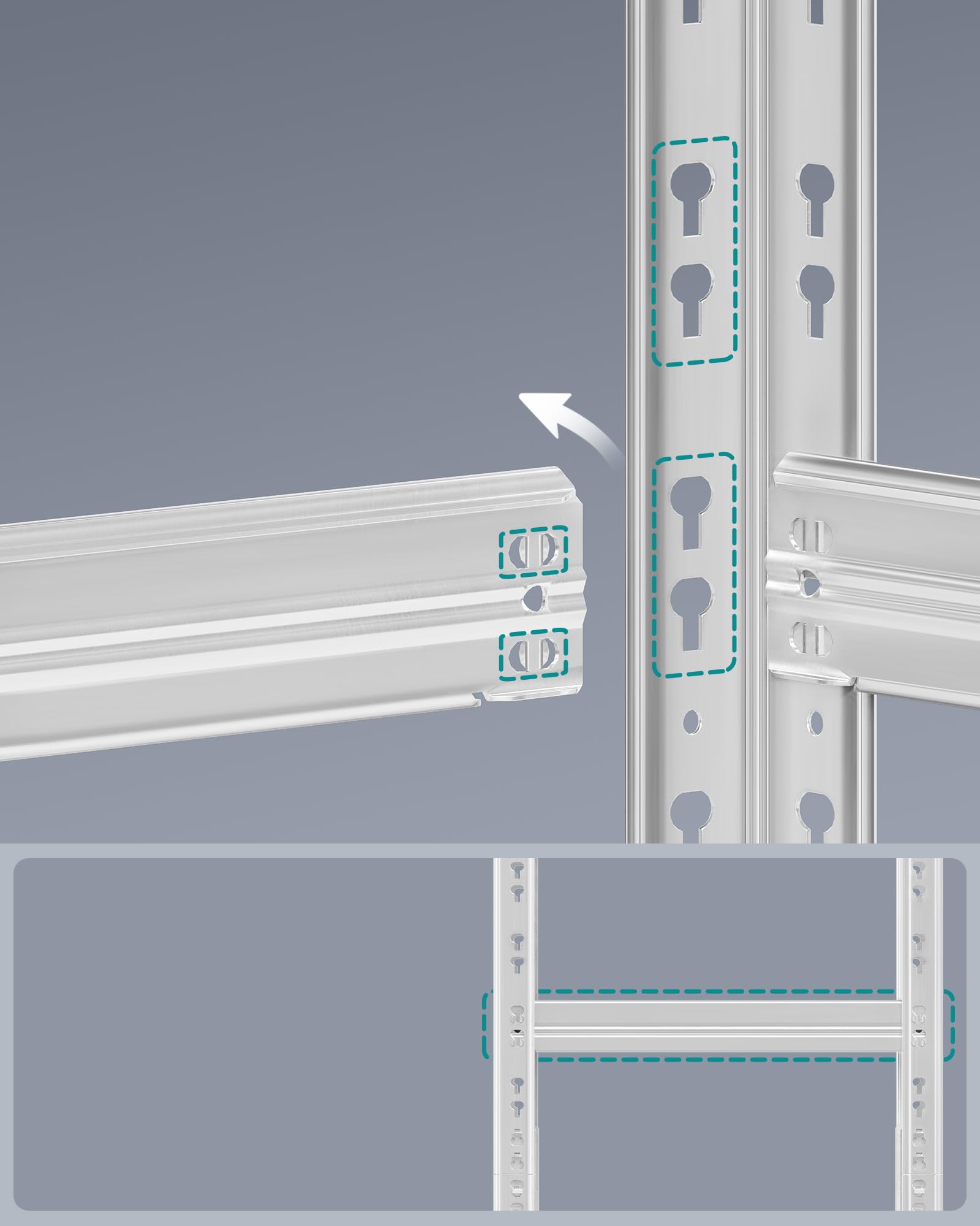SONGMICS Étagère de Rangement Charge Lourde, Lot de 2, Étagère de Garage 40 x 90 x 180 cm, Capacité de Charge Jusqu’à 875 kg, Montage Facile, Tablettes Réglables, Argent GLR455E01