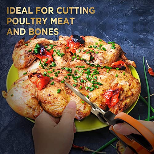 Vitalismo Küchenschere Allzweckschere Rostfreier Edelstahl Haushaltsschere 21cm Spülmaschinenfest Universalschere mit Klingenschutz Flaschenöffner Linkshänder Schere Küche für Fisch Geflügel Nüsse - Image 6