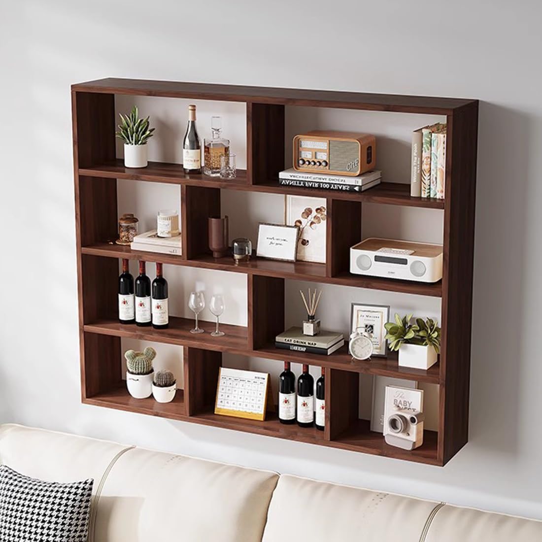 Étagère à vin en bois flottante grande étagère murale de présentation et rangement