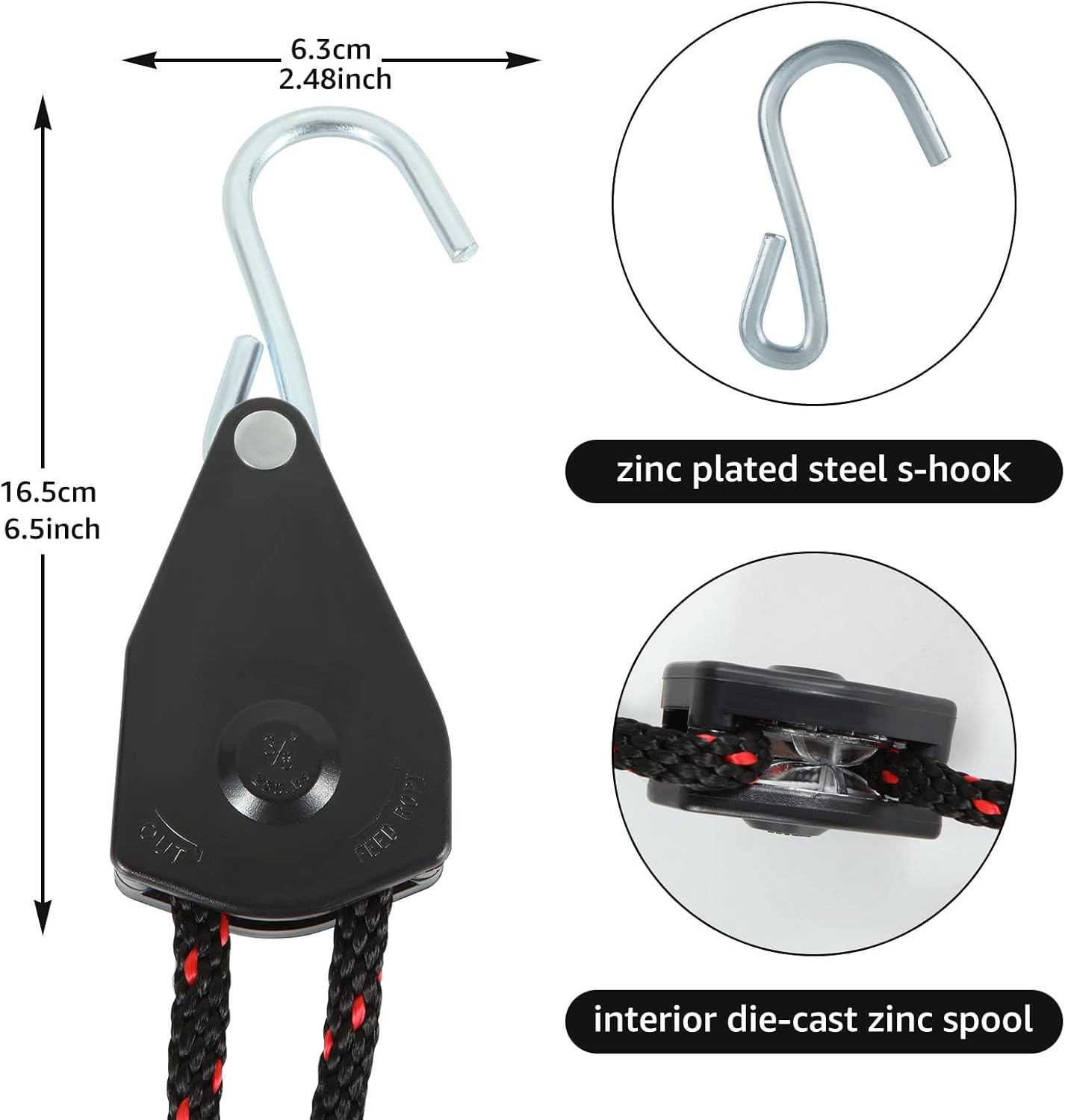 2 pcs Kayak Rope Tie Downs, 3/8 inch Canoe Bow and Stern Tie Downs Straps, Heavy Duty Adjustable Rope Clip Tie Down - Image 6