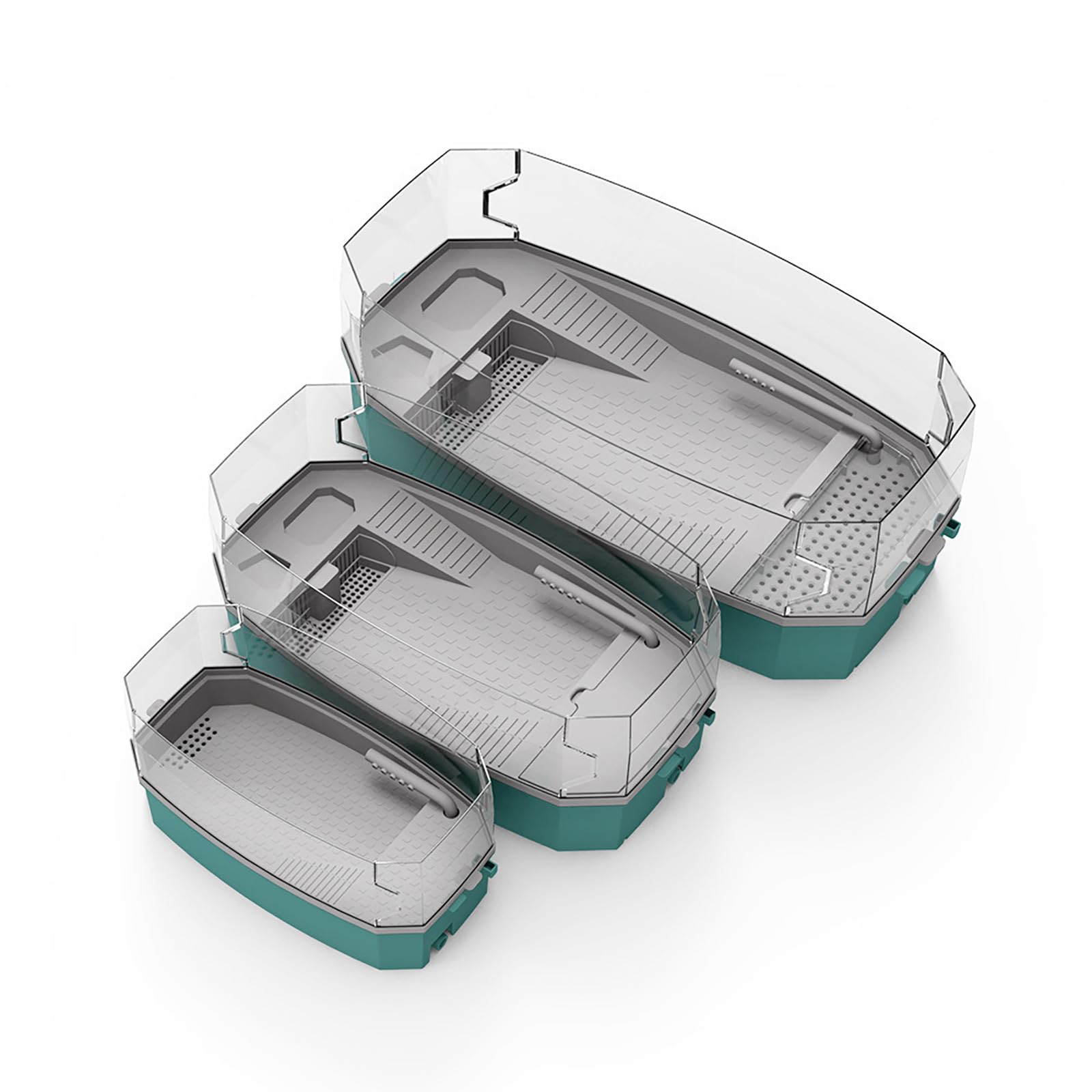 Tanque multifuncional para tortugas con tapa, diseño antiescape, hábitat de tortuga con bomba de agua y sistema de filtración, adecuado para deslizadores de orejas rojas y otras tortugas (azul,