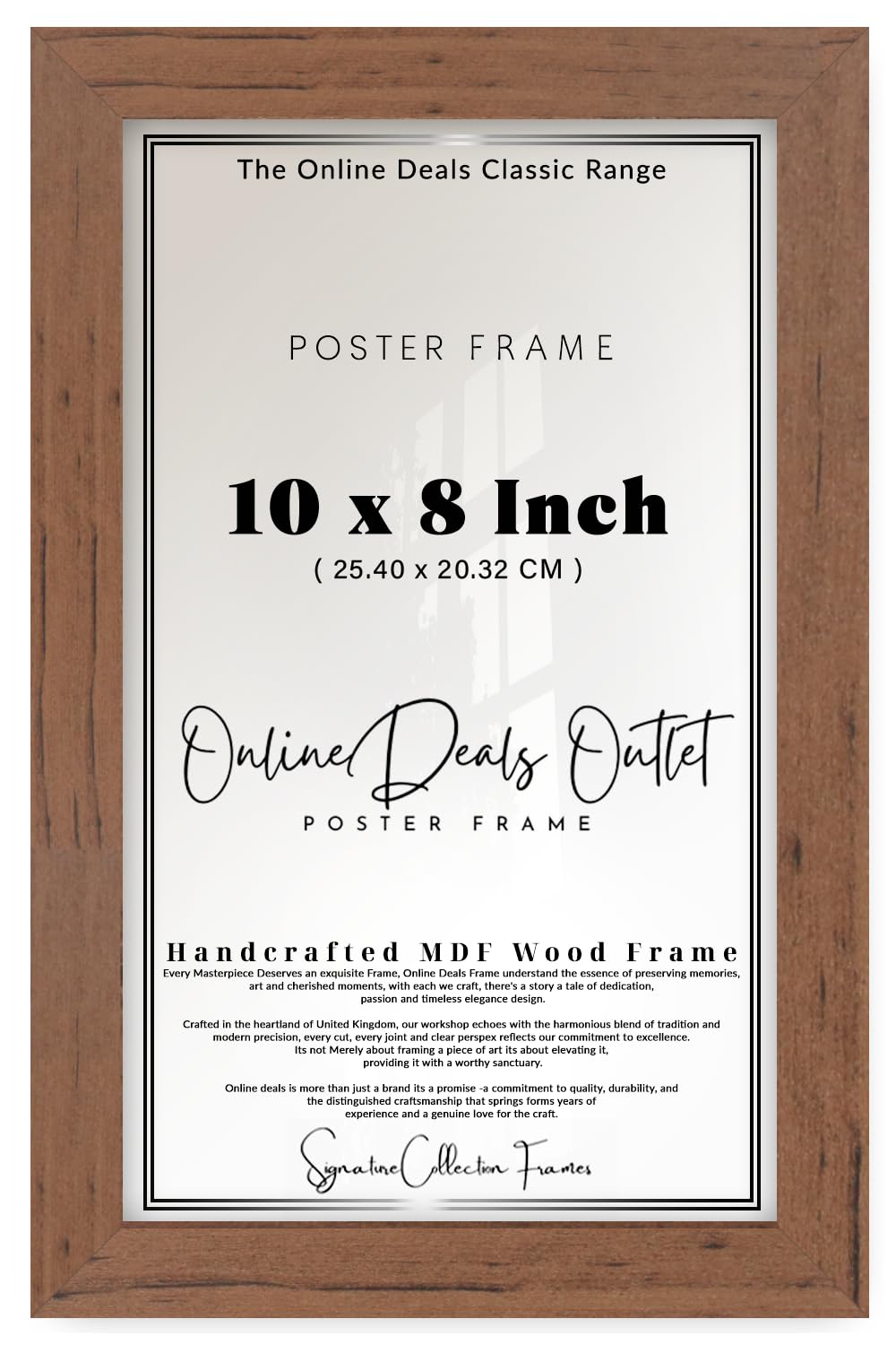 Online Deals | MDF Poster Frame (25.40 x 20.32 CM) No Mount Included for Travel Prints, Aesthetic Wall Décor & Map Posters, Elegant MDF Build, Secure Mounting Hooks [ Walnut ]