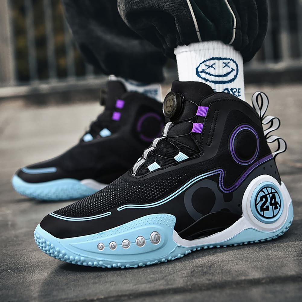 Bolognifi Chaussures de Basket-Ball for Hommes, idéales for l'entraînement Sportif en extérieur, avec Maintien la Cheville et Amorti antidérapant Équipement de Basketball