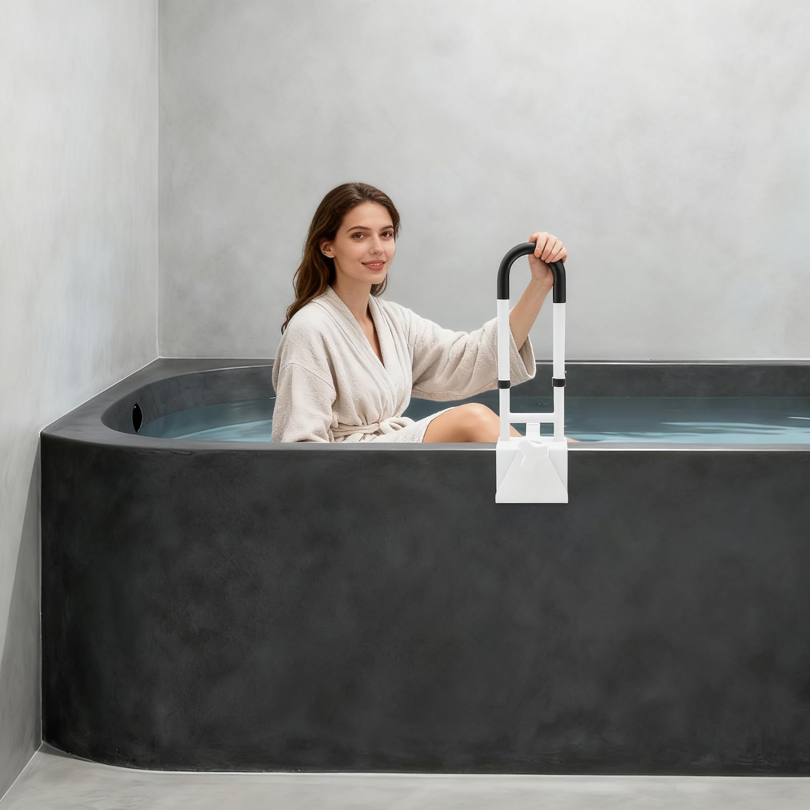 Einstiegshilfe Badewanne Gepolstert Senioren, Einstiegshilfe für die Badewanne mit verstellbarer Breite, Badewannengriff Ohne Bohren, Geeignet für ältere Menschen, Kinder und Schwangere
