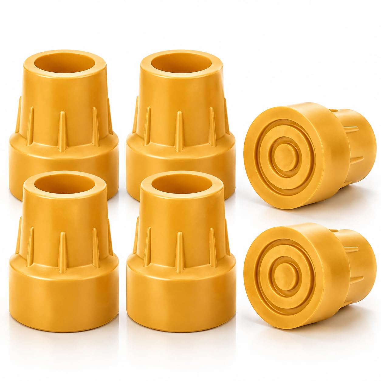 supregear 6pz Puntas de Goma 25 mm para Muletas, Bastones, Andadores, Sillas de Ducha y Bancos, Universales Antideslizantes, Amarillo