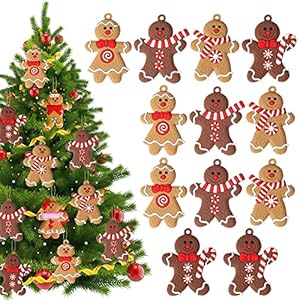 Lebkuchenmann Anhänger 12 Stücke Lebkuchenmann Dekoration Lebkuchenmann Figur Weihnachtsbaumschmuck Anhänger…