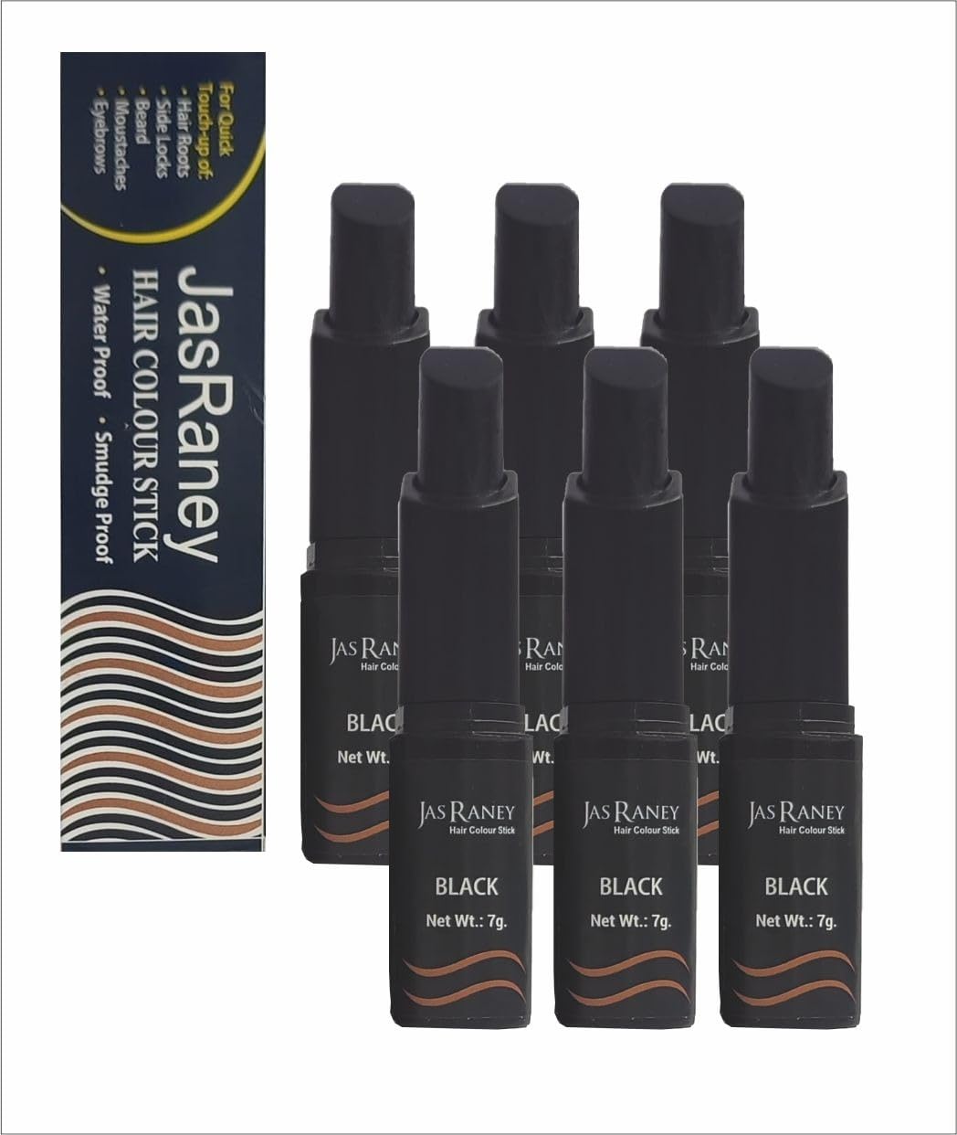 Jas Raney Hair Color Touch Up Stick 7G | Color Stick for Women, Beauty Hair Colors for Men & Women | BLACK | Pack of 6 Tru Tone Hair Dye Stick Jas Raney Hair Color Touch Up Stick 7G | Color Stick for Women, Beauty Hair Colors for Men & Women | BLACK | Pack of 6 Tru Tone Hair Dye Stick