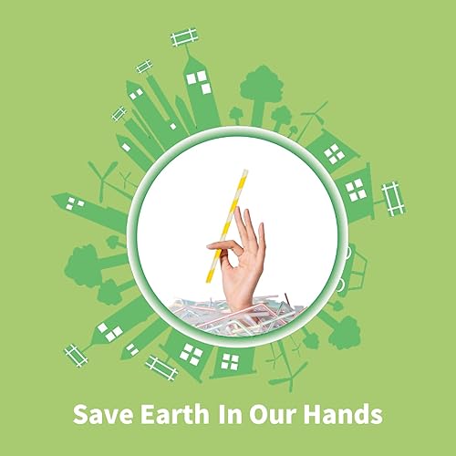 Vista 34 de Pajitas de papel a rayas rojas y blancas, pajitas desechables para decoración de fiestas de cumpleaños, Navidad, 100% biodegradables, color blanco