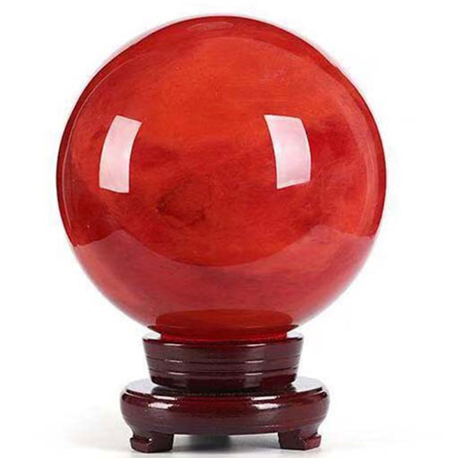 GPDNBIEU Fluorite Crystal Ball, Red Crystal Ball with Stand - Sphere for Meditation Feng Shui Divination Home Decoration Gift(3.1in(8cm))