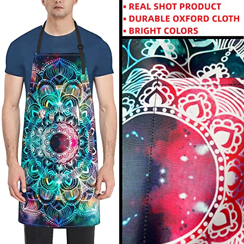 Lyiukz Bohemia Mandala Apron For Men Women Waterproof With 2 Pockets Adjustable Aprons Home Kitchen Cooking Gardening (33X28 Inch) #TOP1