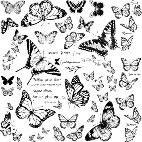 Black Butterfly Temporary Tattoo for Women Girls