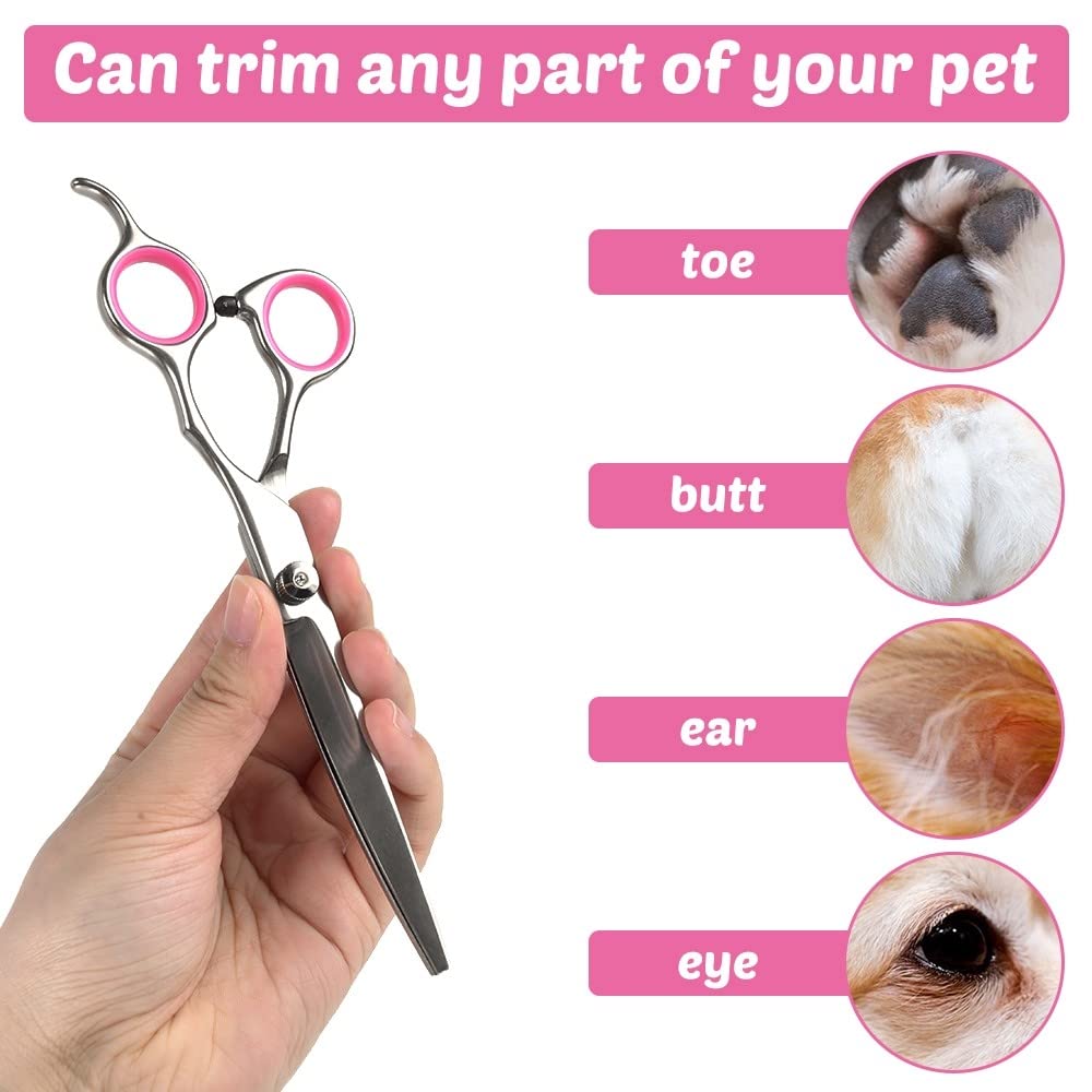 Ciseaux de Toilettage pour Chiens,Ciseaux de Coupe pour Chien,Acier Inoxydable 7/6,5" Cisailles pour Poils D'animaux pour Chiens et Chats