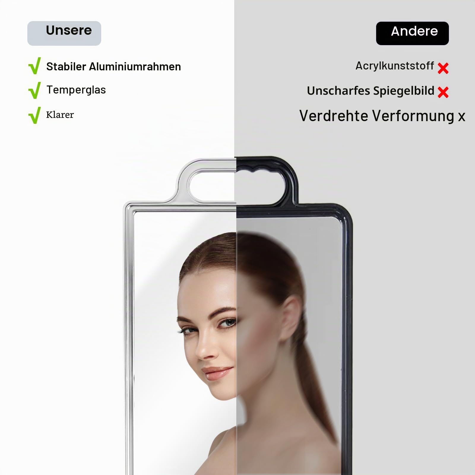 Faltbarer Backstage-Spiegel mit Griff 25.4x74 Zentimeter Faltbarer Tanzspiegel mit Griff Tanztasche Tänzer für Künstler Ästhetiker Home Fitness Spa