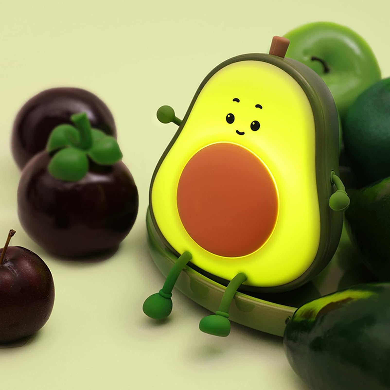Avocado Night Light, Cute Kids Bedroom Lamp, USB Charging Timer, Room Fun Decorative Light, Boys, Girls Room Decoration Gift
