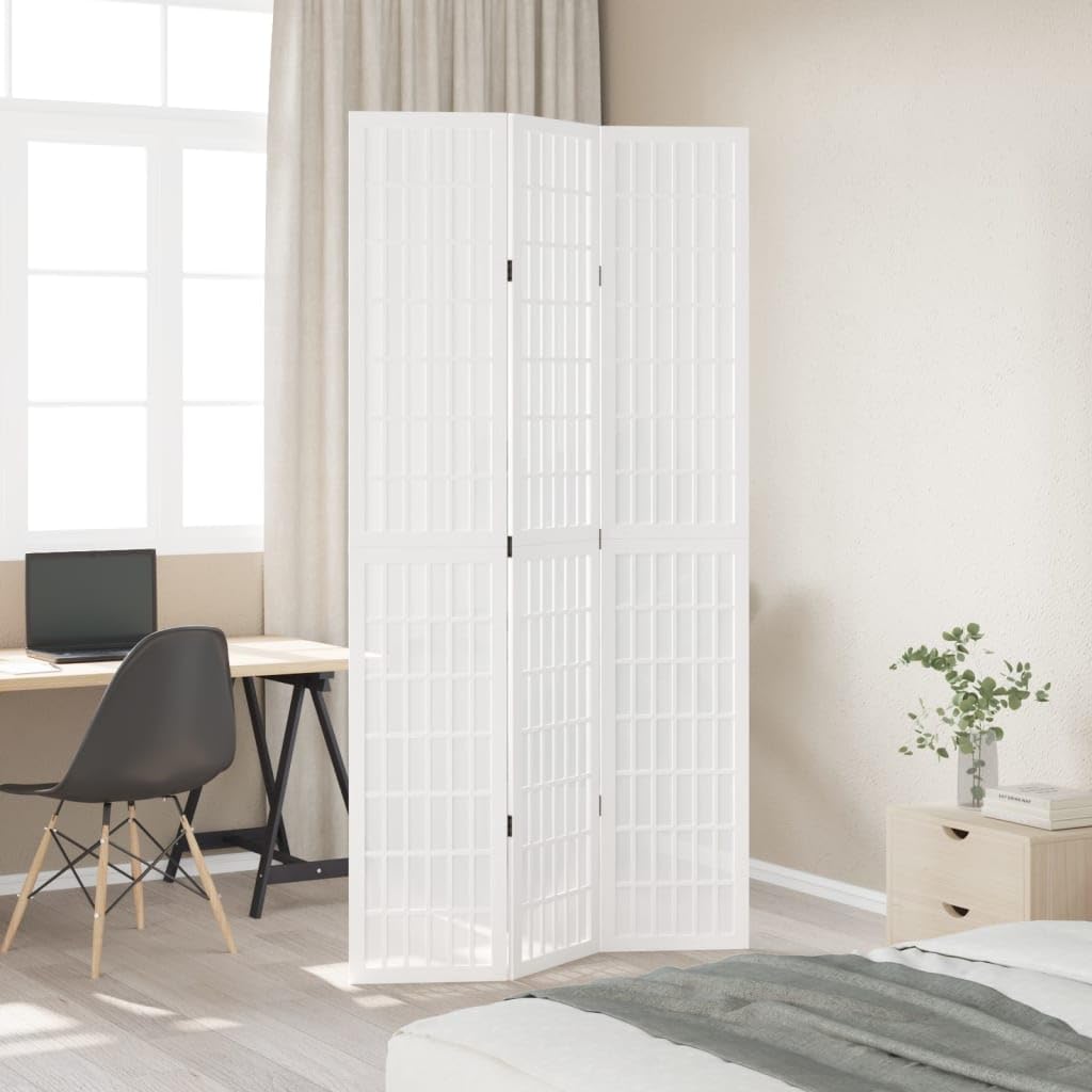 Divisor de habitaciones blanco de madera maciza de paulownia, 105 x 220 cm, plegable, con marco robusto, divisor para salón, oficina y apartamento, moderno divisor de pared para un diseño flexible