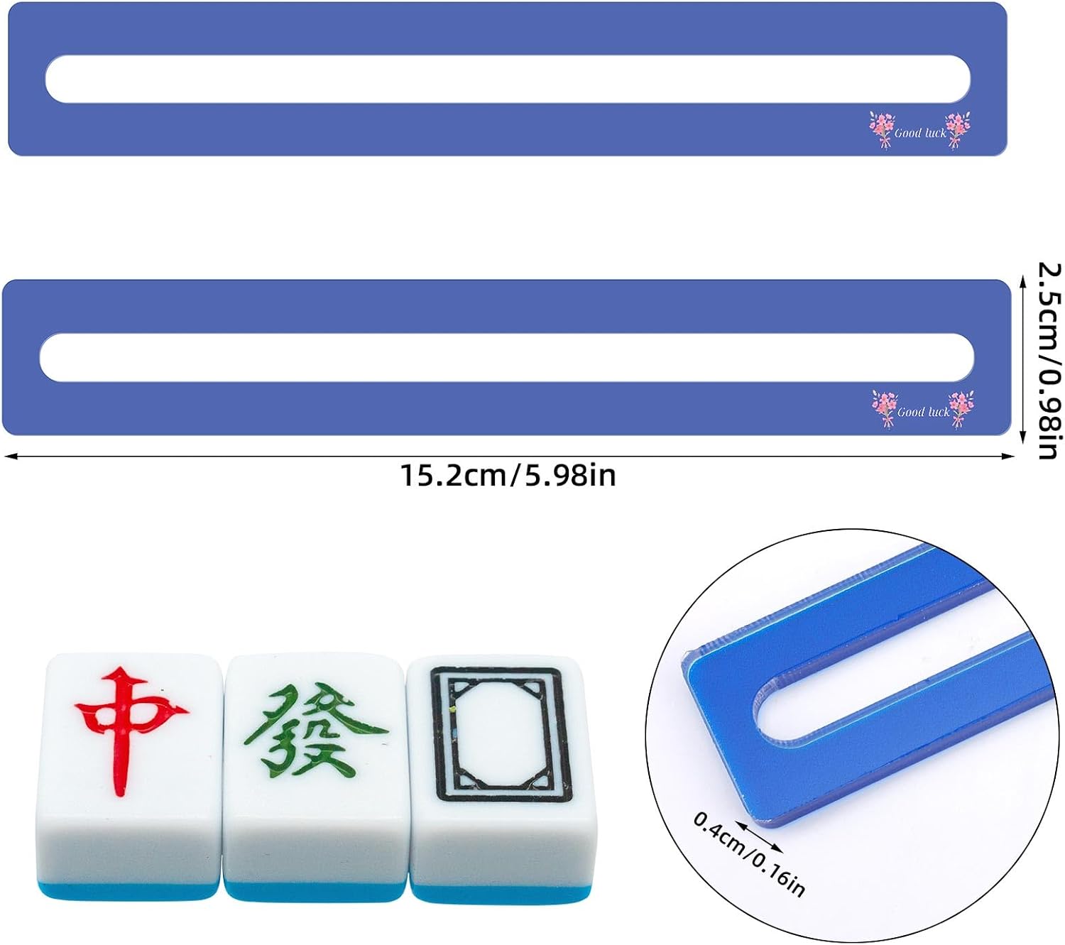 BOXOB 4pcs Mahjong Line Finder, Good Luck Mahjong Card Line (Blue) image 2