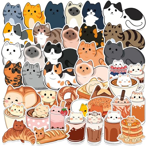 50PCS Cat Loaf Vinyl Stickers for Water Bottle & Laptop