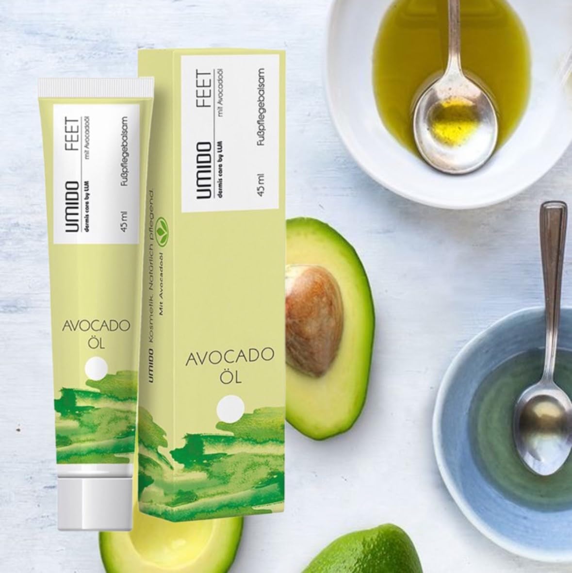 72x UMIDO Fußbalsam 45 ml Avocadoöl | Fußcreme | Fußlotion | Pflegecreme | Fußpflegecreme