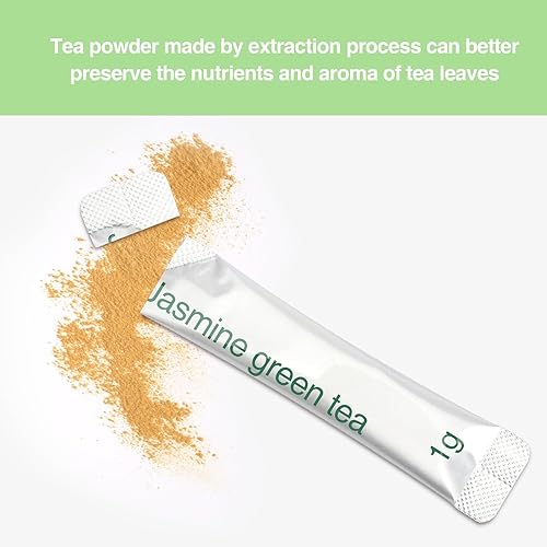 Miniatura 5 de Taiping HK Jasmine - Té verde instantáneo clásico, 100% hojas de té, 10 paquetes de una sola porción sin azúcar, sin aditivos sobre la marcha para