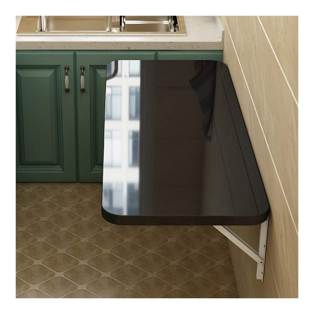 WZLL 2.5cm Thick Home Folding Wall Mounted Table, Collapsible Workbench Kitchen Shelves Wall-Mounted Bar Tables Child Study Desk, 2 Colors (Color : Black, Size : 80x50x2.5cm)