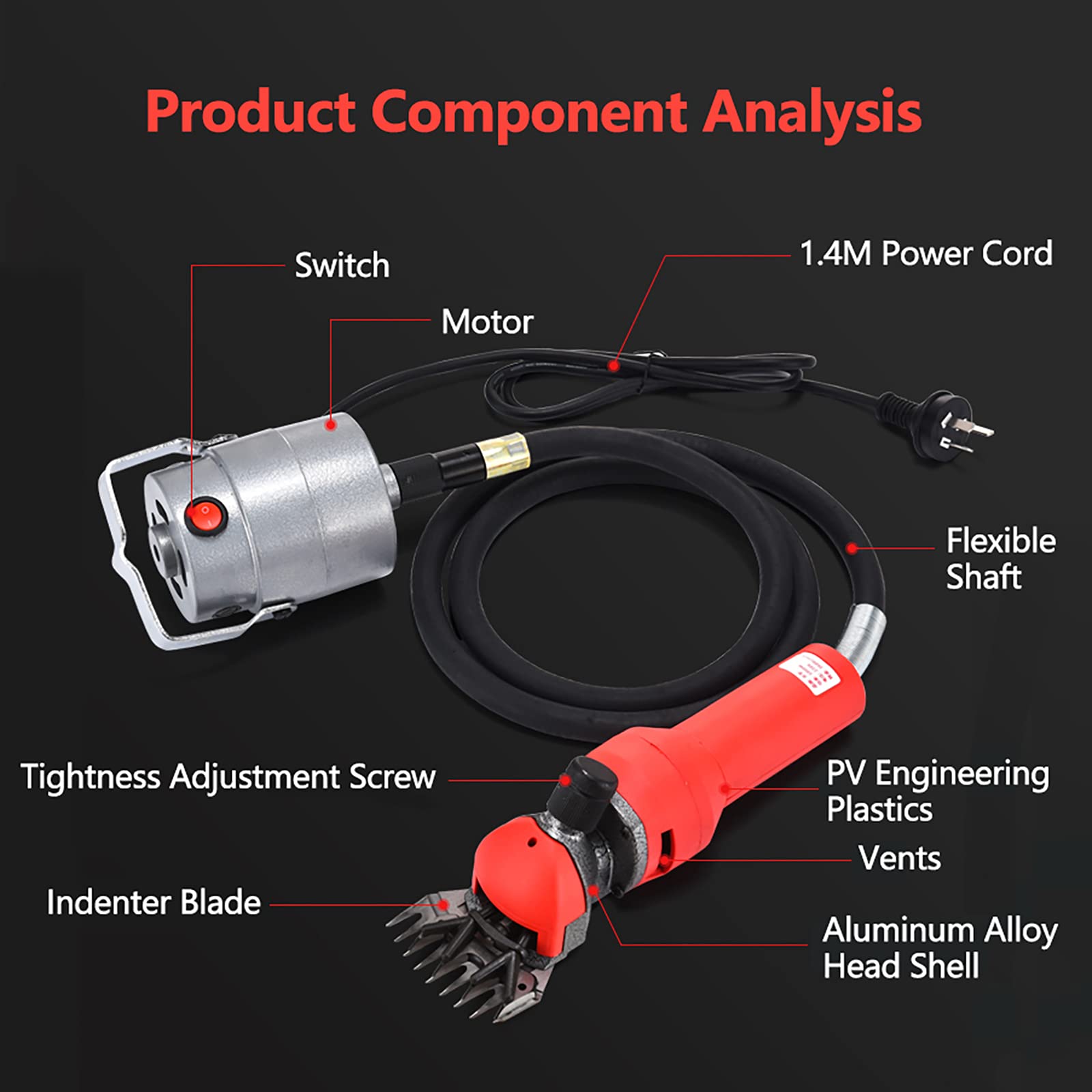 Esquiladora ?para Oveja 1000W,Cizalla para Cabra Electrónica ?Alpaca Camello,3600RPM Tijeras eléctricas máquina de Granja para Cortar Pelo de Oveja de Animales,Cabra (13 dientes)
