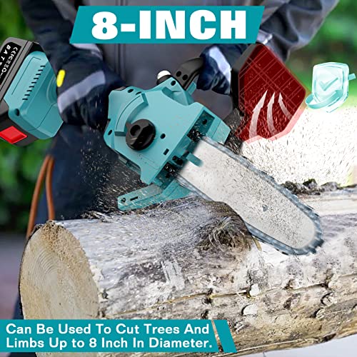8 Zoll Mini Kettensäge mit Akku,BIAOQINBO Mini Kettensäge Brushless mit Öler und 2 Akku 6000mAh,Tragbare Mini Einhand Kettensäge Elektro Akku Handkettensäge für Gartenscheren Holzschneidenz Wälder – Bild 8