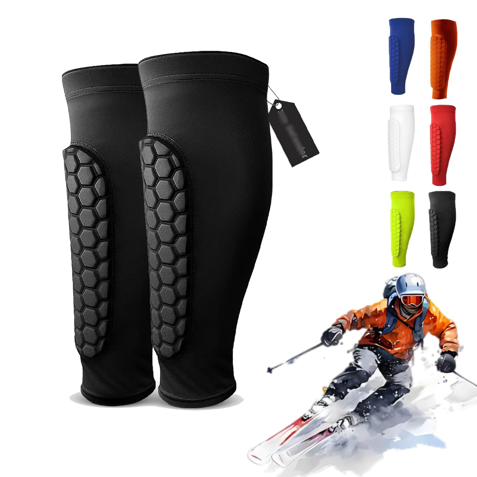 Protège-Tibias en Nid d'abeille Élastiques Respirants Anti-Collision Ski Football