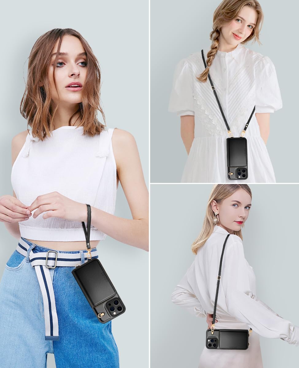 OCASE iPhone 16 Pro-hoesje met ketting, verstelbare band, crossbody- telefoonhoesje, leren hoesje met afneembaar koord in donkergroen OCASE iPhone 16 Pro-hoesje met ketting, verstelbare band, crossbody- telefoonhoesje, leren hoesje met afneembaar koord in donkergroen