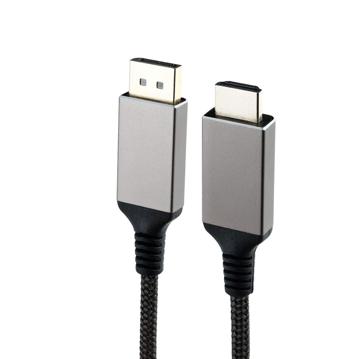 Cavo DisplayPort a HDMI, cavo unidirezionale in nylon intrecciato 4K UHD HD ad alta velocità DP a HDMI, compatibile con DisplayPort Computer Laptop, 2 m, grigio scuro