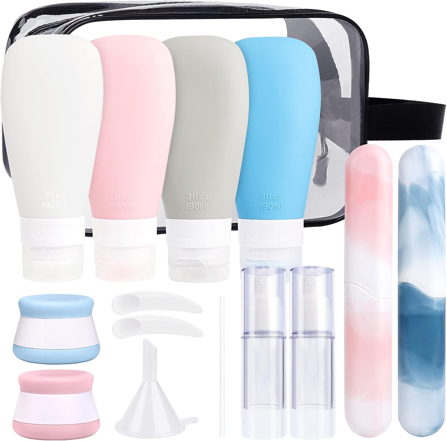 INSFIT 17PCS Travel Bottles For Toiletries, TSA Approved 90ml