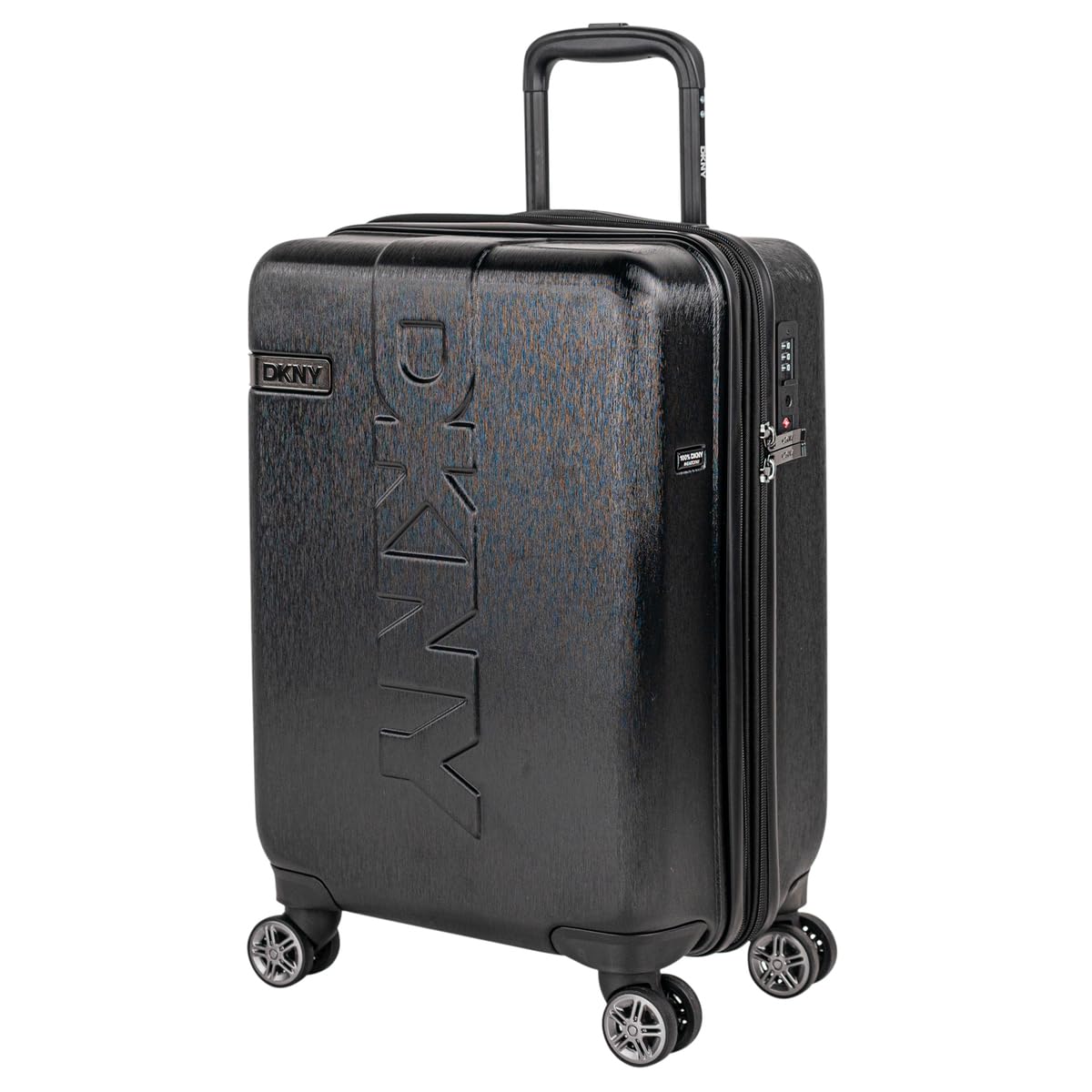 DKNY - Kabinowy bagaż podróżny 55X40X20 Sztywny wózek na kółkach Bagaż podręczny do samolotu Bagaż kabinowy Lekki bagaż kabinowy Bagaż podręczny na krótkie podróże Kompatybilny z Ryanair, Czarny