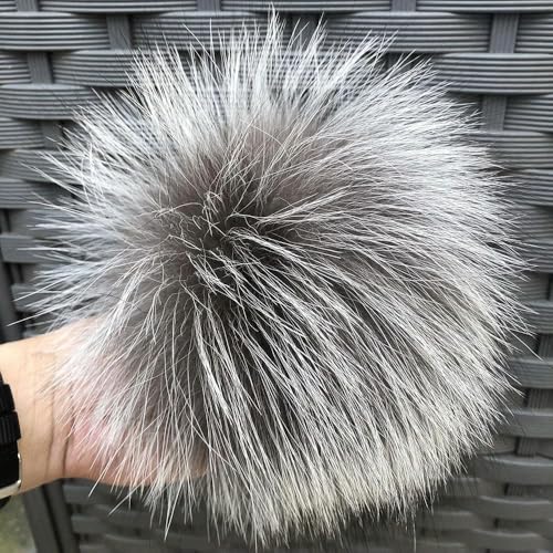 XDMING Pompones de Piel para Tejer Gorros de Punto con Calaveras Gorros de Piel Natural Plateados Ponpones Grandes Multicolores