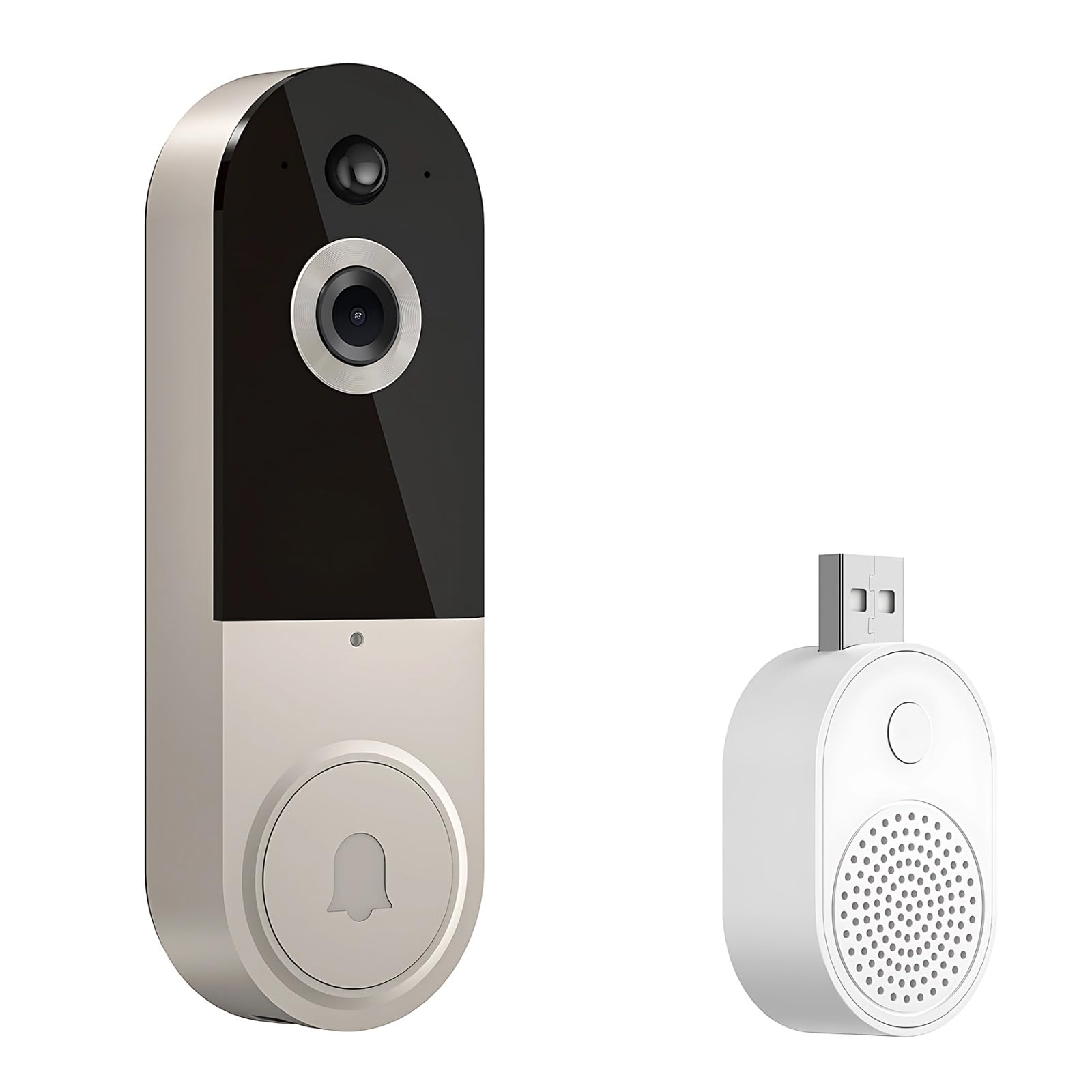 Videocamera per campanello wireless, 1080p Wifi con rilevamento AI, audio bidirezionale, visione notturna, batteria da 5000 mAh, facile da installare, avvisi intelligenti in tempo reale per la