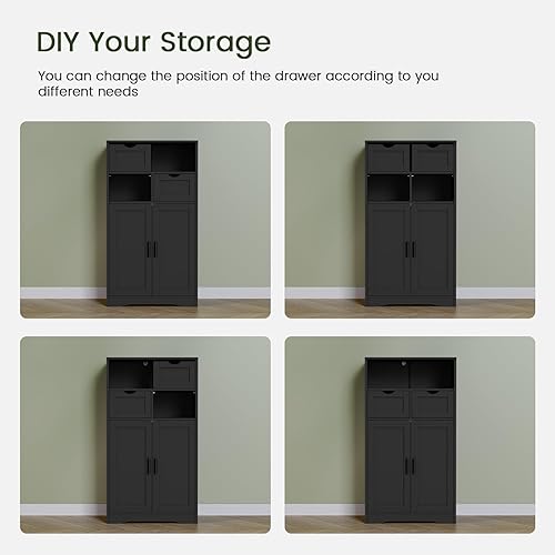 Miniatura 6 de Iwell Armario de almacenamiento con puertas y estantes, armario de despensa de cocina, gabinetes de baño para sala de estar, cocina, lavandería,