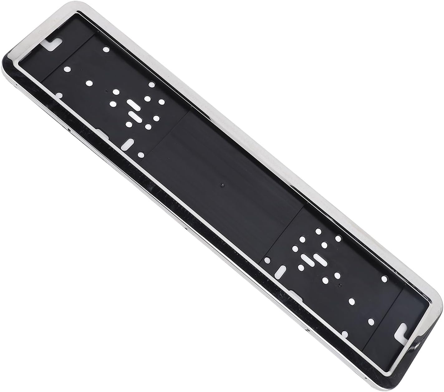 2 Pcs European License Plate Holder, Stainless Steel Frame, EU Tag Mounting Bracket, No Drilling Required, Fits Most Bumpers, Stylish Sporty Look, Front Rear Placement