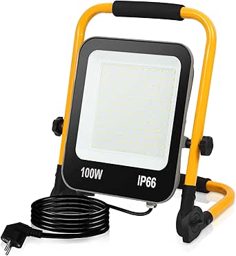 Ikodm LED Baustrahler, 100W Tragbares Flutlicht Baulampe, 10000LM 6000K ...
