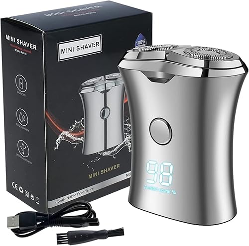 Miniatura 2 de Wiasihsy - Cuchillo de afeitar eléctrico para hombre afeitadora de viaje para hombre afeitadora giratoria de doble uso para hombre se puede cargar y