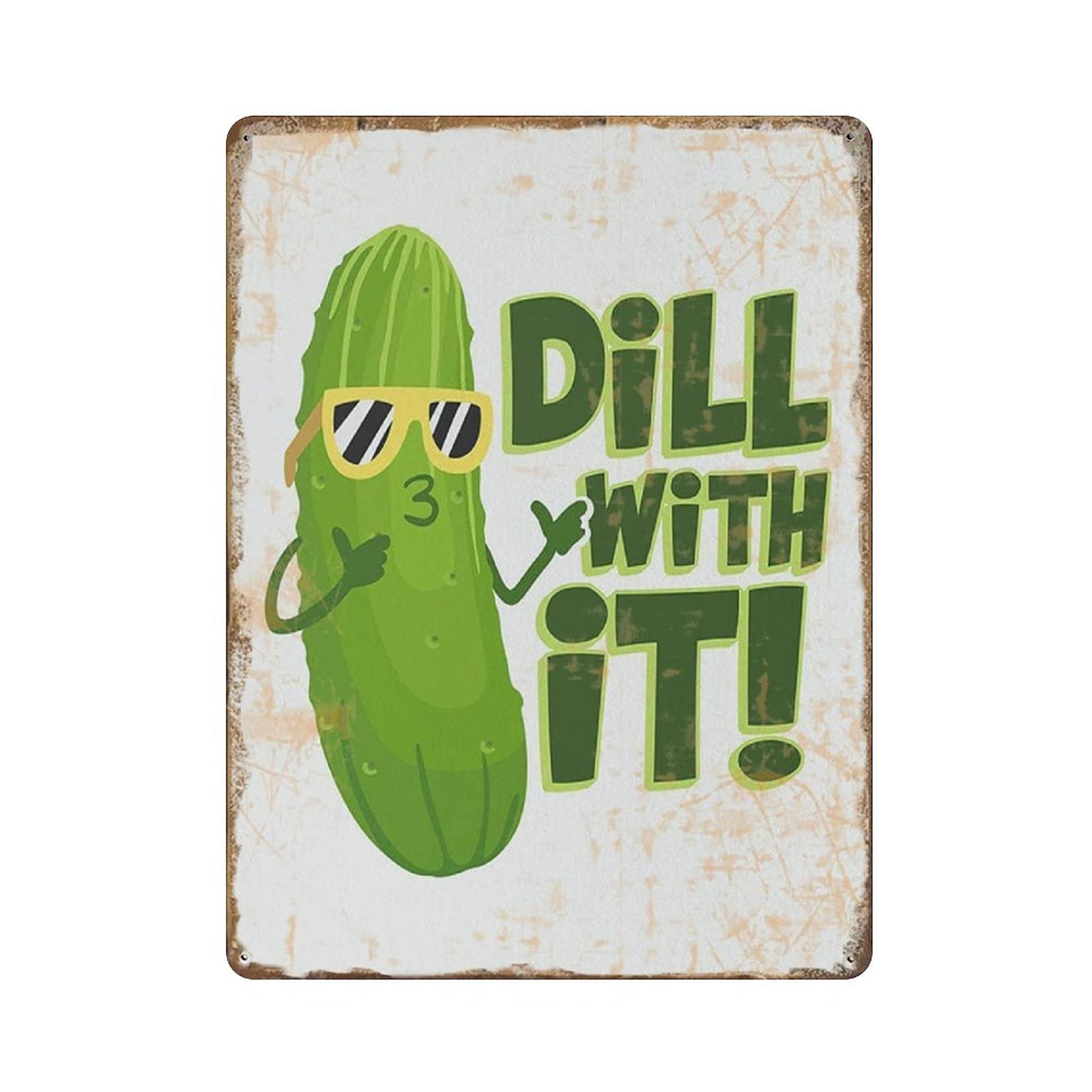 rayprint Dill with It Retro Tin Sign Party Farm Wall Decoration Iron Painting Metal Plate Gifts Idea 16x12in (40x30cm)