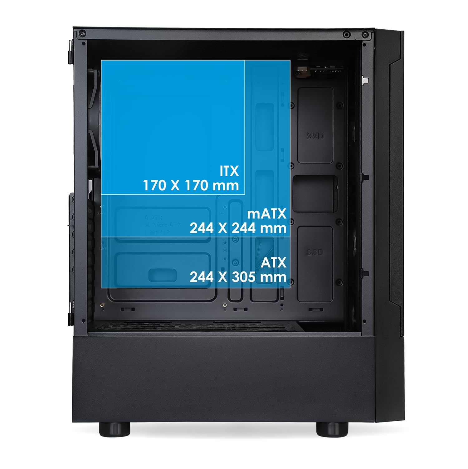 EMPIRE GAMING - Case PC Gaming Sapphire - ARGB Media Tower ATX/Micro-ATX/ITX - Porta Laterale in Vetro Temperato - 3 Ventole 3 pin 5 Volt LED RGB Indirizzabile 120MM - MB Sync - Nero