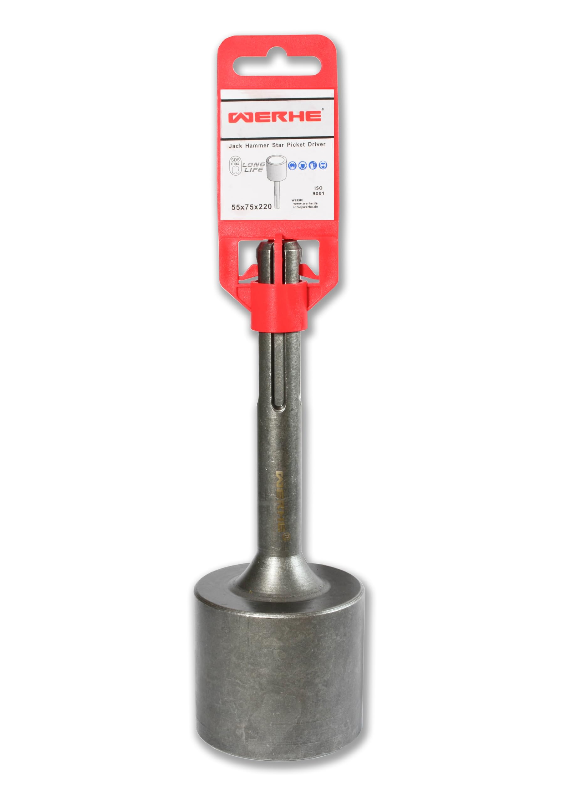 WERHE55x70x220 Jack Hammer Star Picket Post Driver Chisel Bit for Demolition SDS Max Hammer Breaker