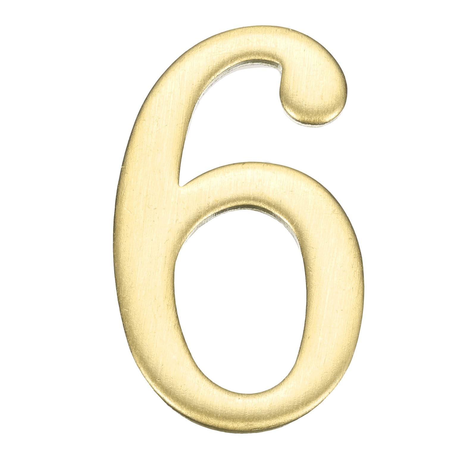 sourcing map House Numbers for Outside, 1.85 Inch Self Adhesive Brass Mailbox Decor Number Stickers for Apartment Office Hotel Room Door Signs(Number 6)