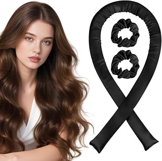 3 Pieces Hair Curlers Without Heat, Satin Curls Without Heat, DIY Hair Curling Iron for Volume, Heatless Curls for Long Medium Hair (Black)