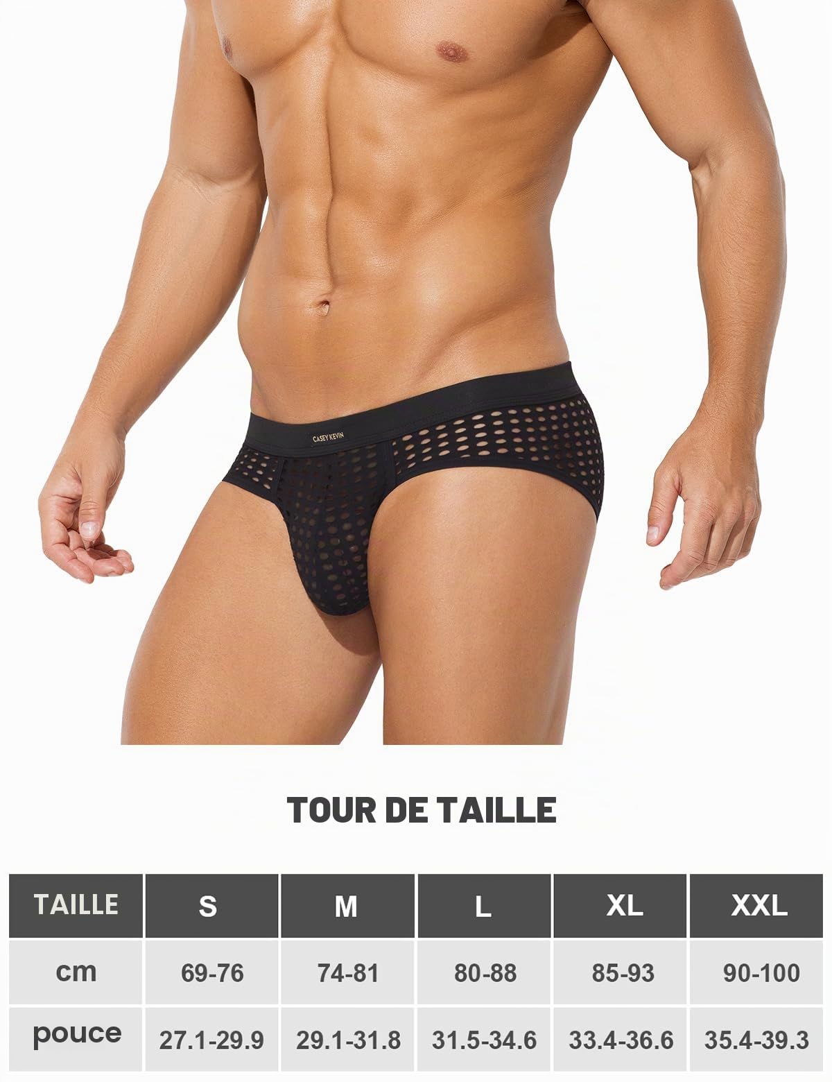 Slip Homme Sexy Chic Transparent Caleçon sous-vêtements Lingerie Sexy Hommes Mesh Respirant Underwear Noir M