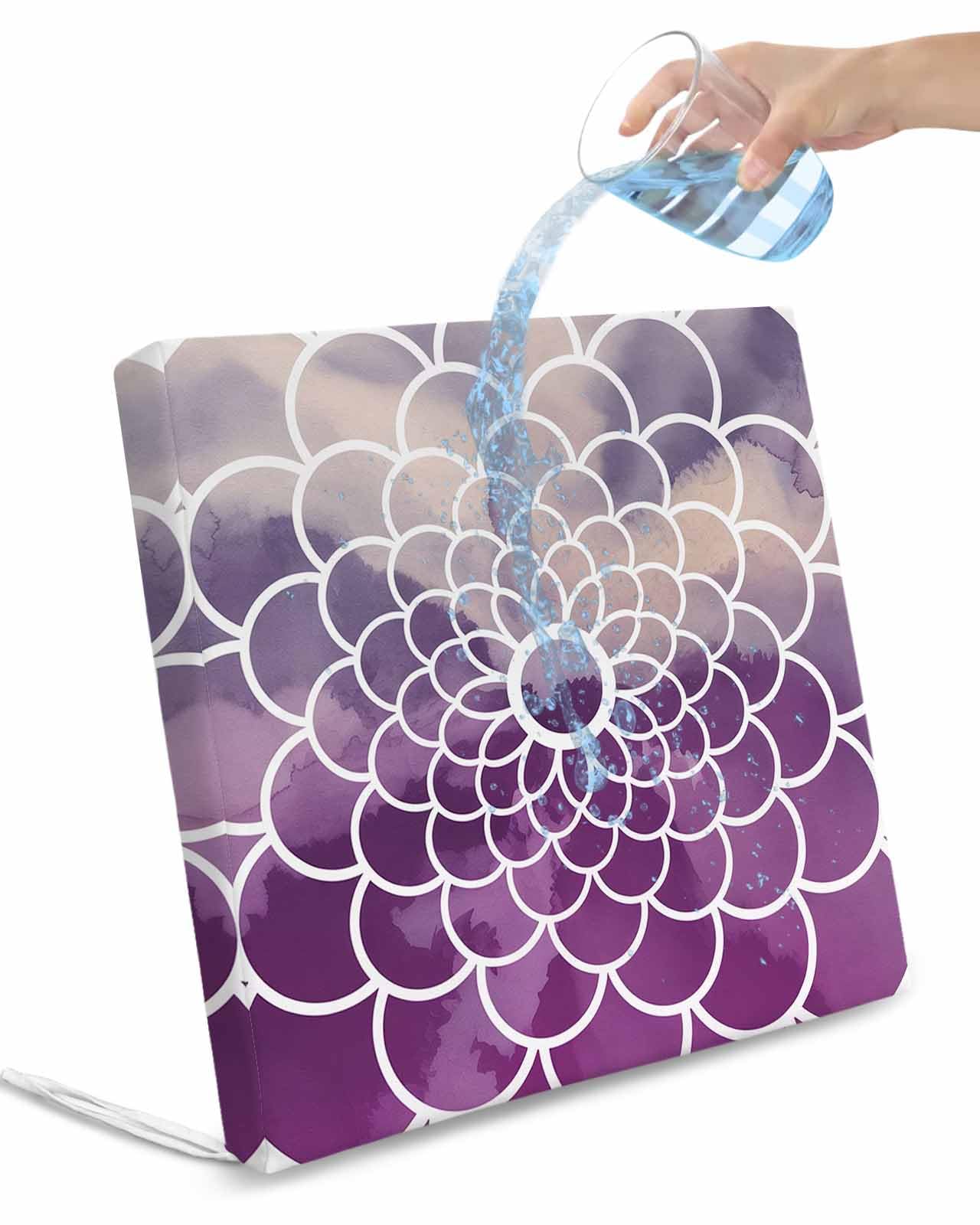 ZFUNCING 2 Pack Waterproof Patio Cushion Cover for Outdoor,Abstract Flower Texture Washable Replacement Covers Furniture Seat Slipcover for Couch Sofa