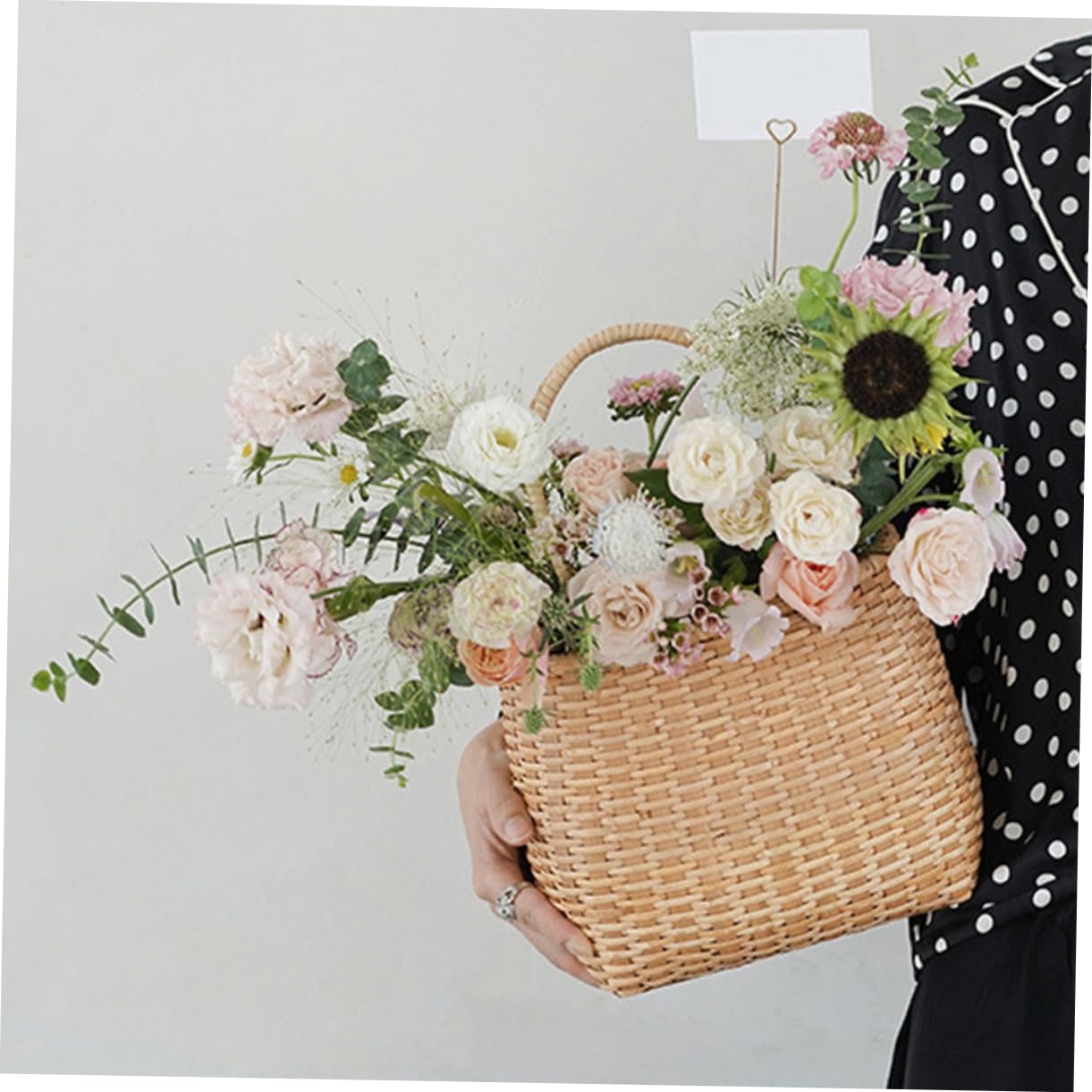 KOMBIUDA Cesta Tejida de Madera para Flores, Porta Flores Decorativo y Útil para Almacenamiento en Hogar