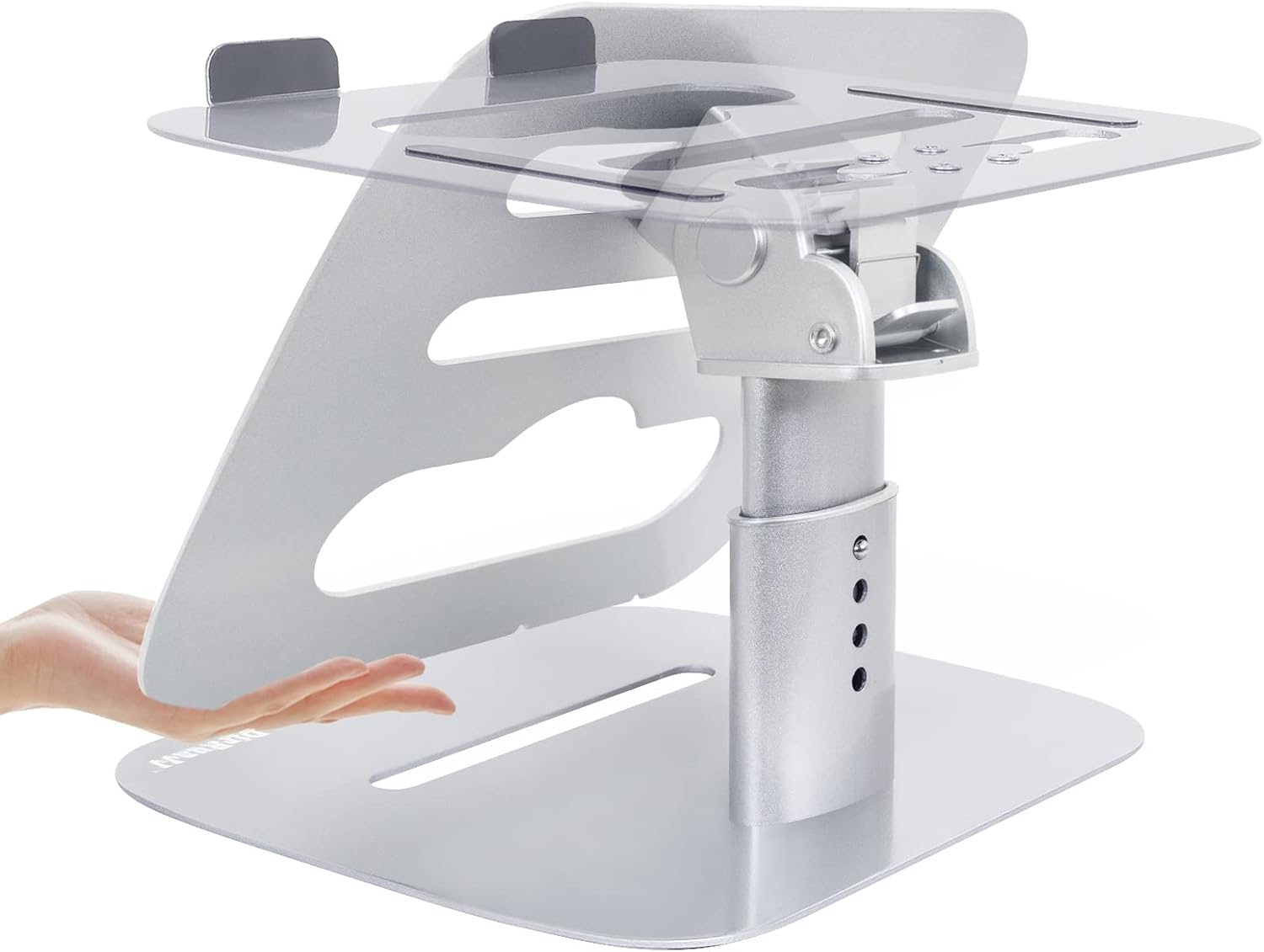 NC Laptop Stand, Ergonomic Aluminum Laptop Holder, Adjustable Riser with Heat-Vent, Compatible with MacBook Air/Pro, Dell, HP, Lenovo All Laptops, Sliver (Siler)