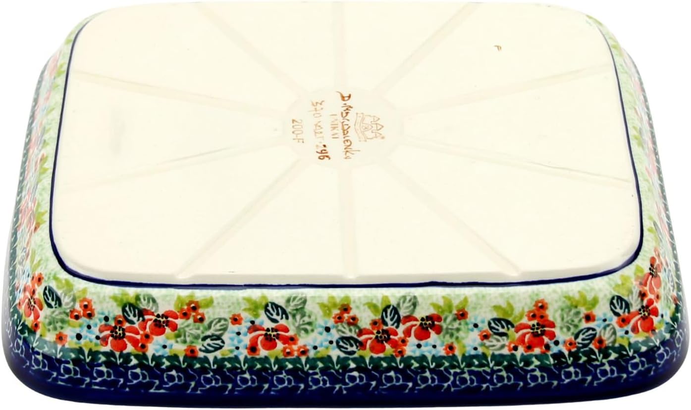 Polish Pottery Market Rectangular Baking Dish 10 x 8" Hand Made by Zaklady Boleslawiec Poland, Oven Safe, Dishwasher Safe, Unikat Design