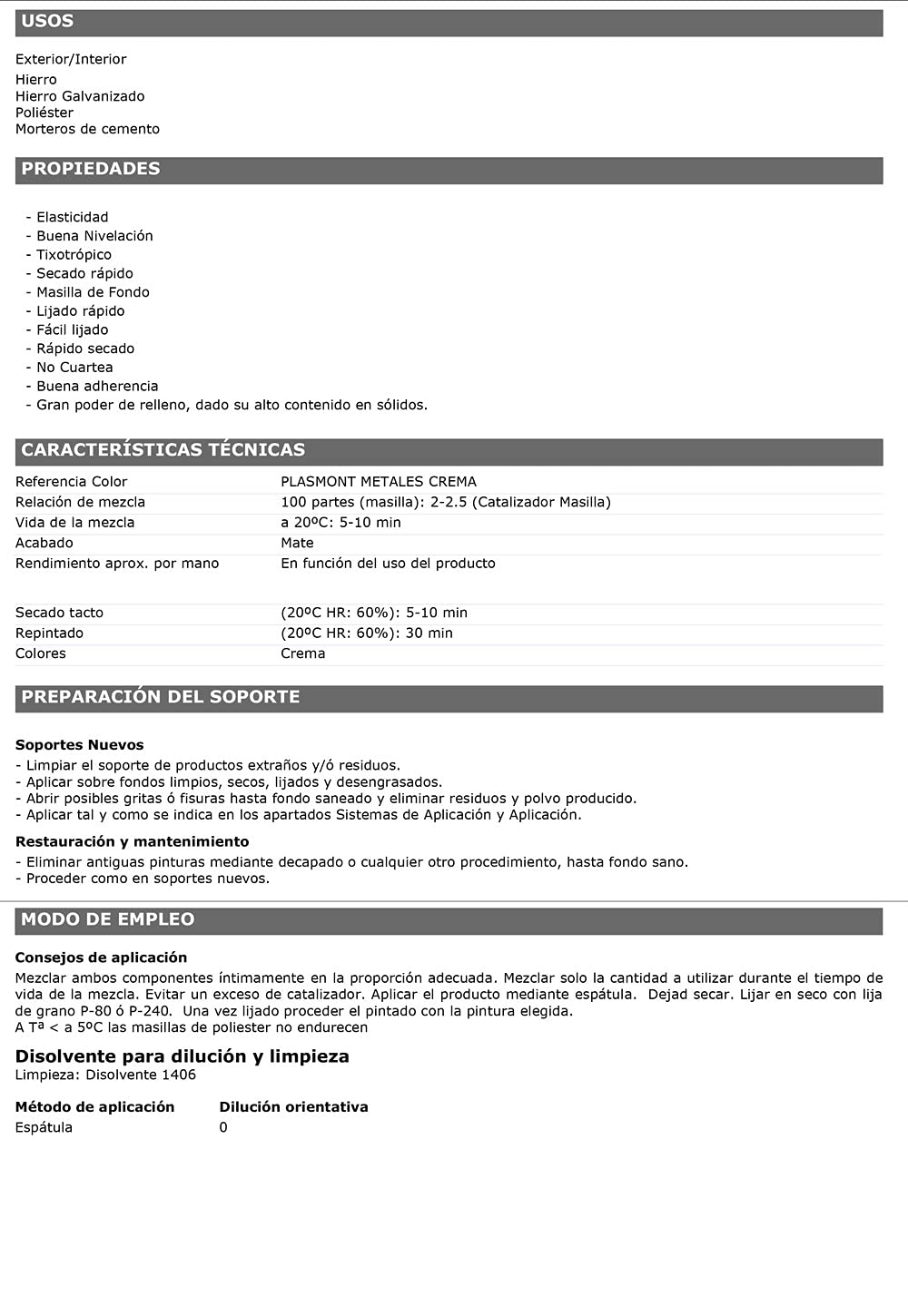 Masilla Plasmont Metales 1kg (Blanco masilla + Catalizador)